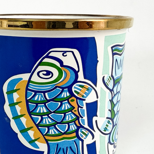 Taza pequeña con asa peces
