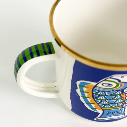 Taza pequeña con asa peces