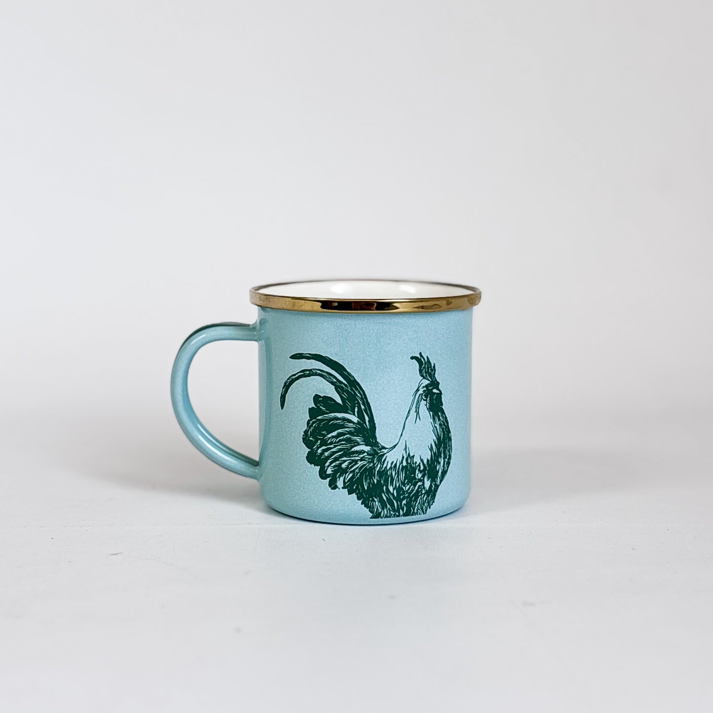 Taza pequeña con asa gallo verde
