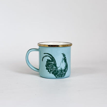 Taza pequeña con asa gallo verde