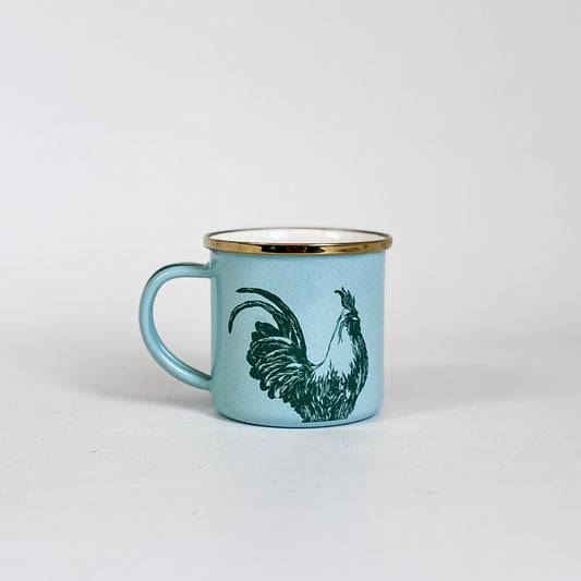 Taza pequeña con asa gallo verde