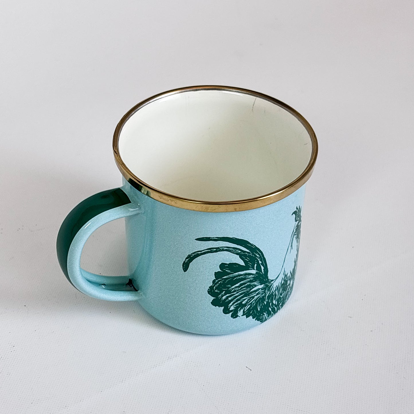 Taza pequeña con asa gallo verde