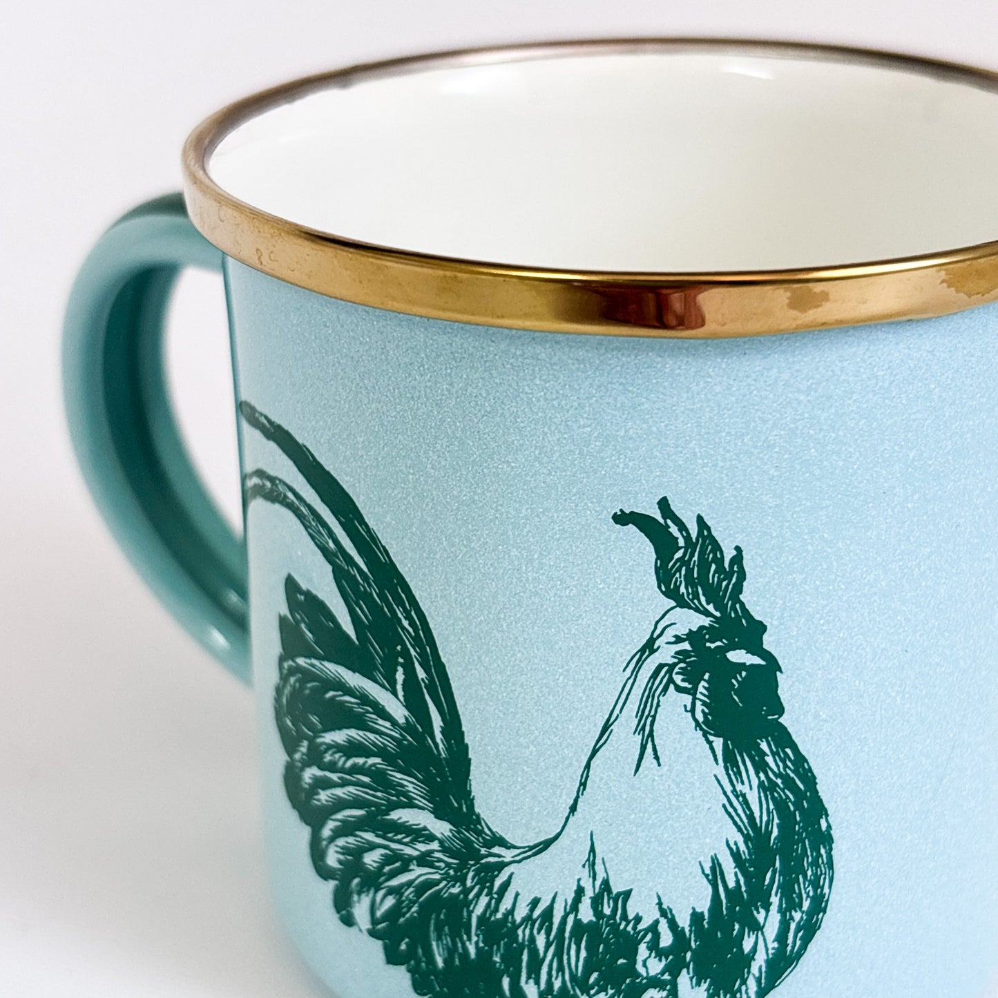 Taza pequeña con asa gallo verde