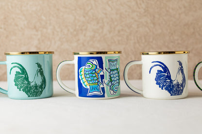 Taza pequeña con asa peces